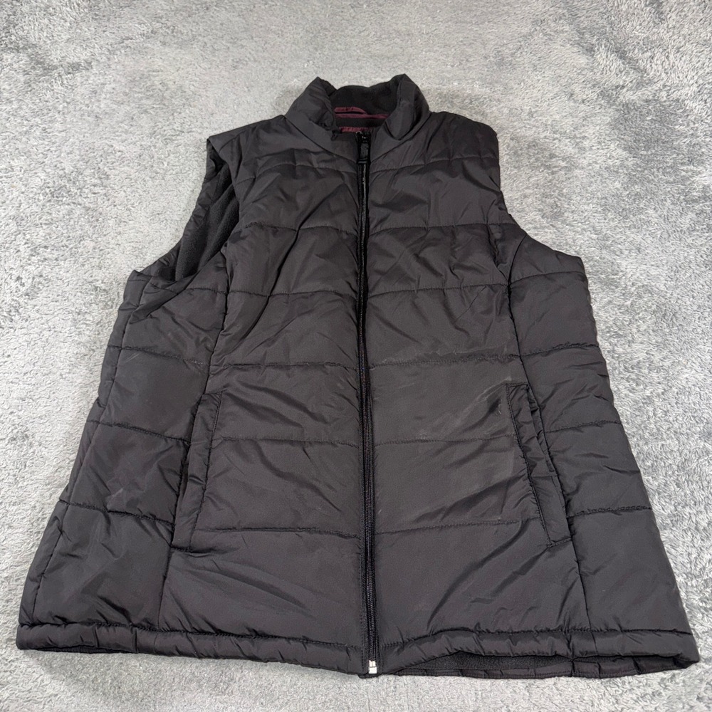 Amazon Essentials Women Quilted Puffer Vest XL Black Fleece Lined Full Zip